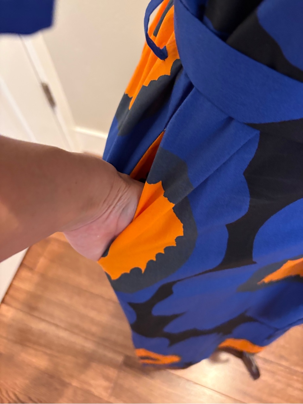 Stunning Marimekko Blue & Orange Floral Midi Dress Size Small/Medium 34 NWOT - Picture 5 of 9